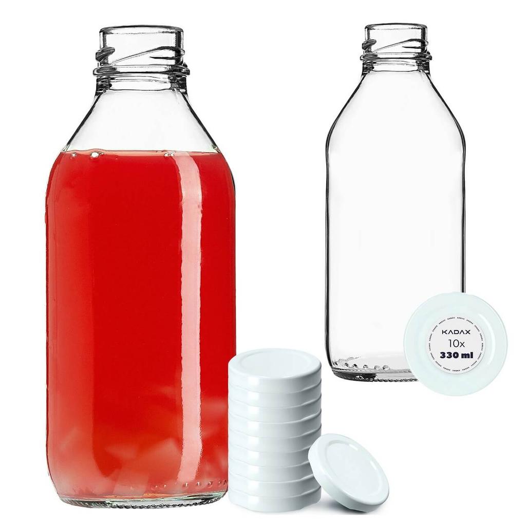 KADAX Sticlă de Sticlă pentru Suc 0.33L cu Dop 10 buc.