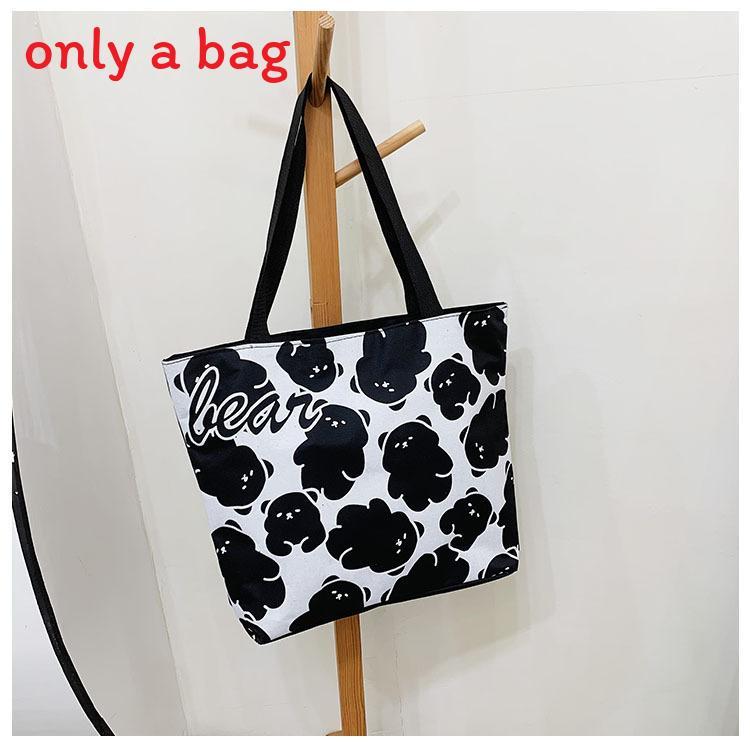 Borsa Tote in Tela da Donna con Tasca con Cerniera Urbana Casual Elegante Stampa Lettere