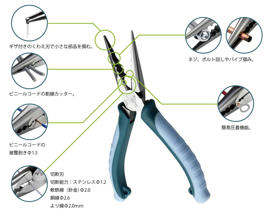 Tsunoda TTC Power Long Nose Eccentric All-Purpose Pliers, Type, 150mm, PW-232DG