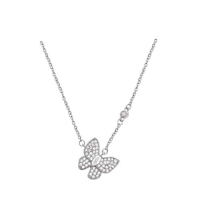 Spring and summer burst full of zirconium butterfly necklace women's light luxury titanium steel collarbone chain Spice girl accessories