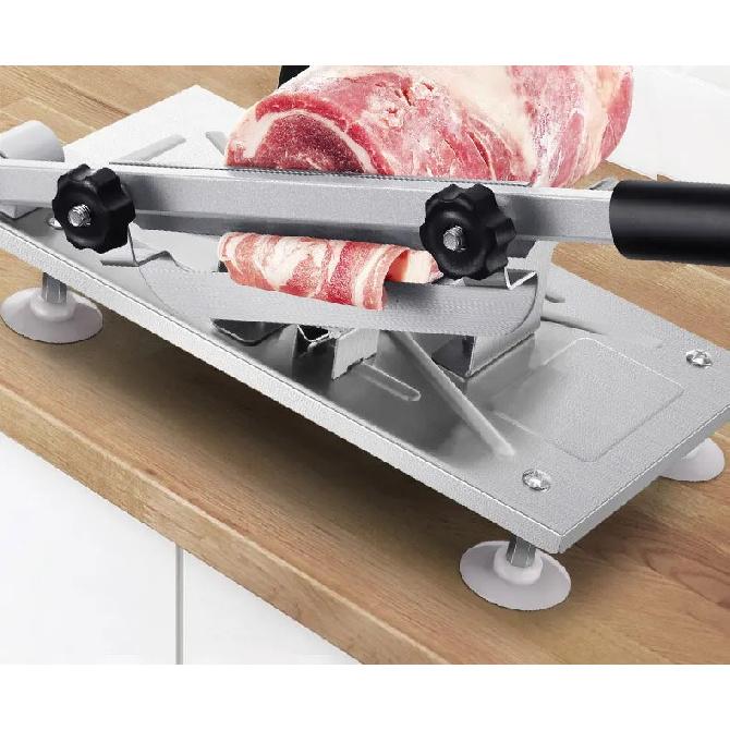 Manual Frozen Meat Slicer Stainless Steel Meat Cutter Beef Mutton Roll Food Slicer Slicing Machine for Cooking Hot Pot Shabu BBQ