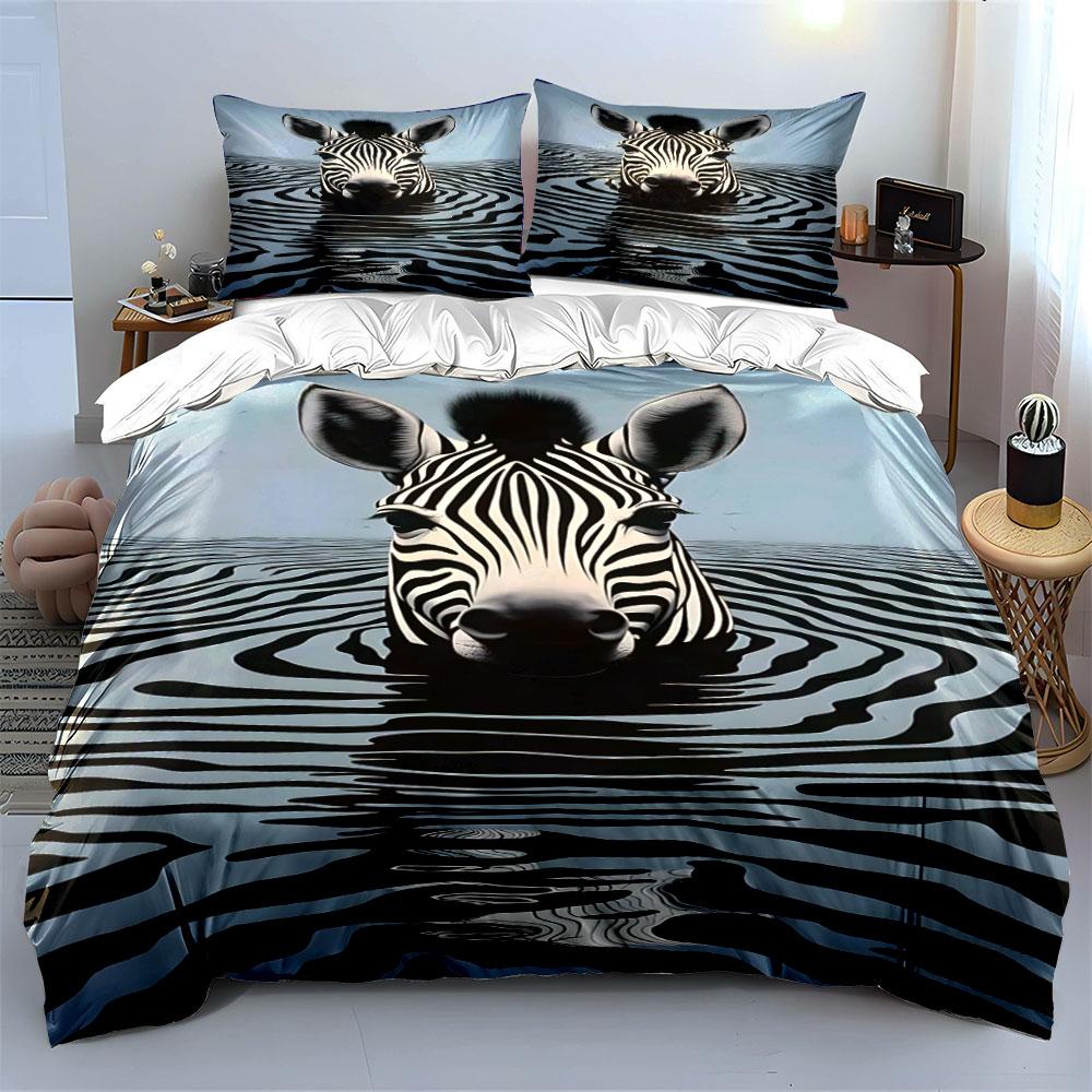 Zebra In Rippling Water. Bedding Sets Duvet Cover Sets Duvet Covers Pillowcases(1*Duvet Cover 2*Pillowcases Without Duvet Insert)