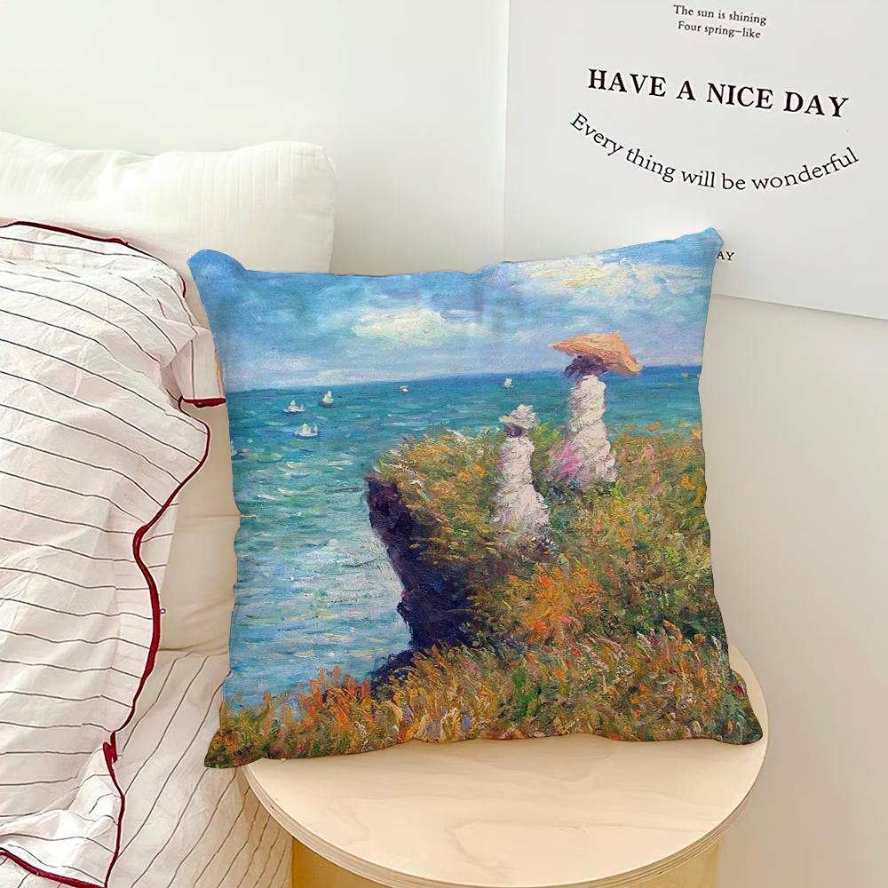 Water Lilies Claude Monet Fine Art Pillow Case Sofa Living Room Bedroom Headboard Backrest Cushion Square Cushion Nap Time
