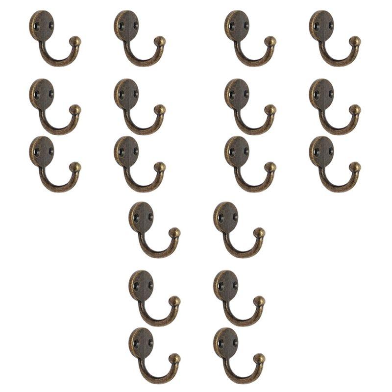 

ABUL-Lot 18Pcs Retro Coat Hat Hook Door Wall Hanger Alloy 35 X 30Mm -Bronze бронзовий