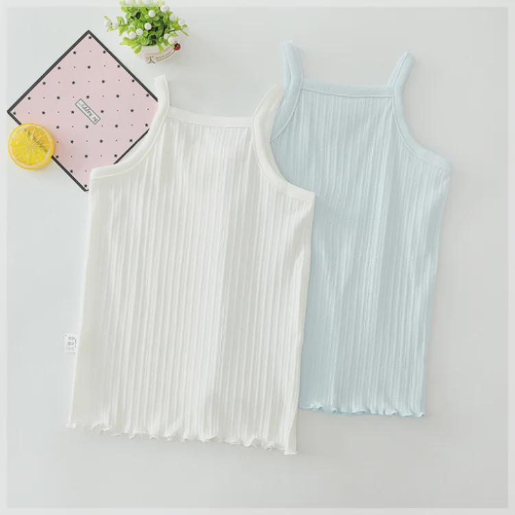 Children's 100% Cotton Jacquard Sleeveless Pajamas – Unisex, 2-Piece Set