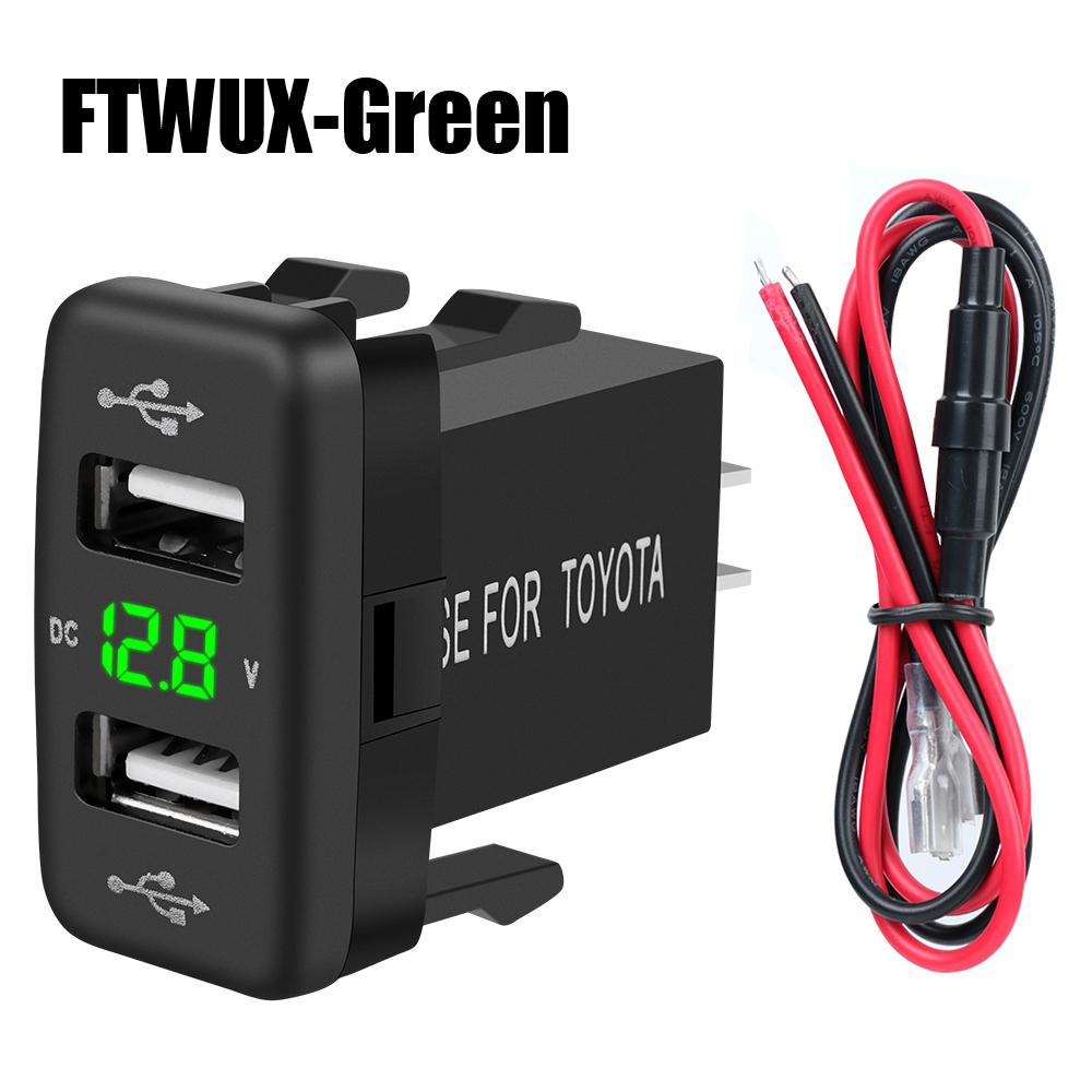 Dual USB QC Car Socket Charger Power Adapter For Mobile Phone 4.2A Dual USB For Toyota Voltmeter 12-24V Quick Charge For Car Usb Toyota Charger