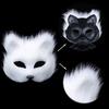 Furry Half-Face Fox Mask for Halloween Carnival Parties Realistic Animal Mask Cosplay Performances Unique Costume Accessory