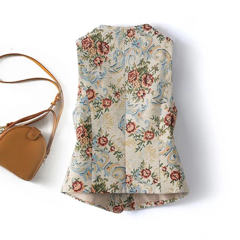 Damen Frühling Persönlichkeit Design Kurzer Abschnitt Taille Weste Chinesischen Retro Zweireiher Pendler Tops