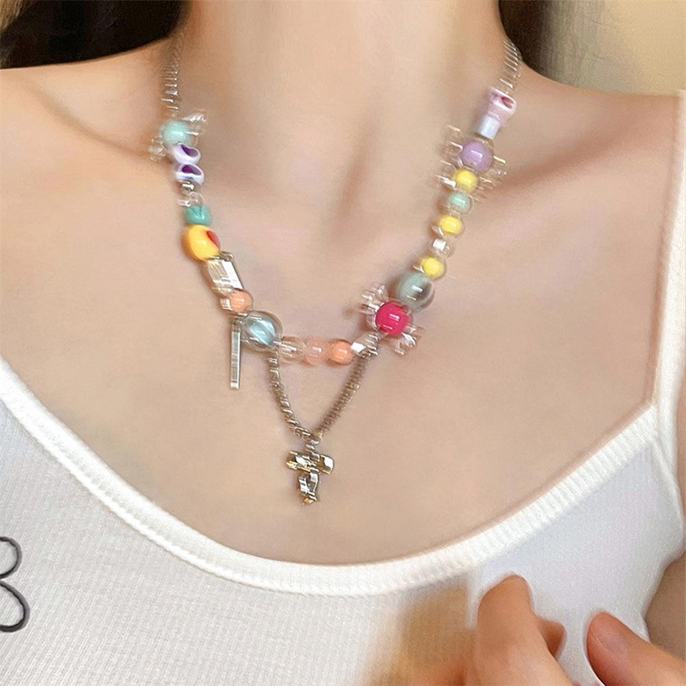 2024 Niche Design Dopamine Color Pearl Choker for Women - Summer Clavicle Chain