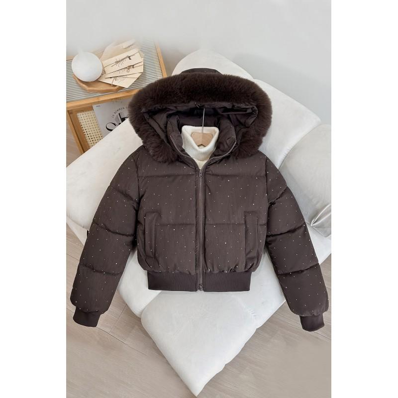 Womens Short Puffer Coat With Faux Fur Collar Warm Thickened Cotton Jacket Korean Style Slim Fit Winter Outerwear