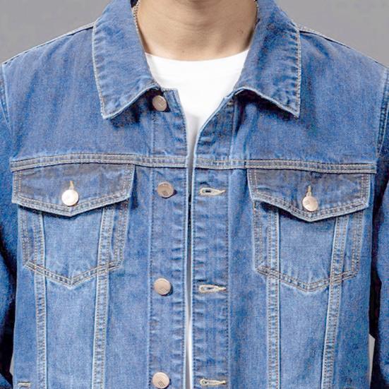 Men Coat Single-breasted Turn-down Collar Denim Cardigan Spring Jacket for Daily Wear