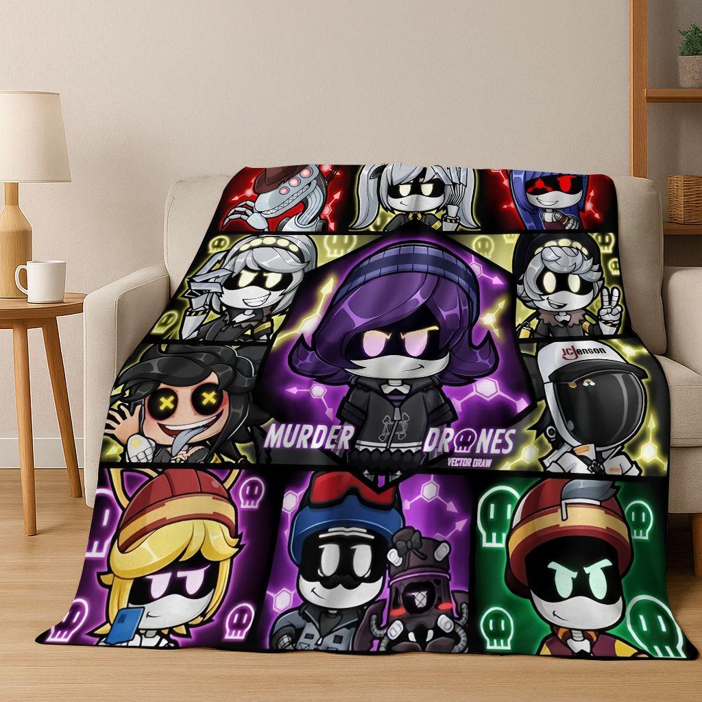 Cartoon Murder Drones Uzi Robot Art Flannel Blanket,Cozy Soft Throw Blanket for Home Bedroom Bed Sofa Picnic Cover Gift Kids