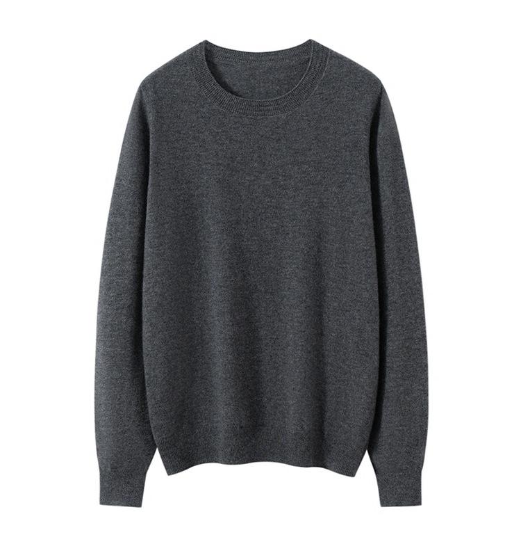 Women's 100% Pure Cashmere Round Neck Sweater - Loose Fit, Solid Color, Long Sleeve, Autumn/Winter Base Layer (170G)