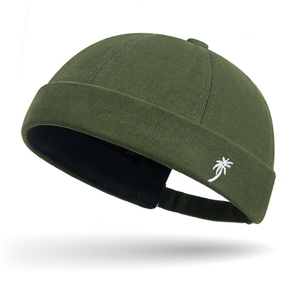 New Embroidery Men'S Beanie Breathable Coconut Tree Tang Caps Thin Style Adjustable Hip Hop Hat Landlord Hat