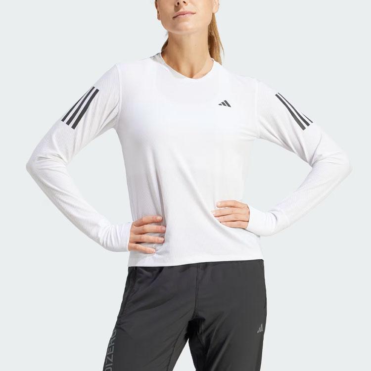 adidas Womens Own The Run Long Sleeve Long-Sleeve Top White Women Streetwear IK7437