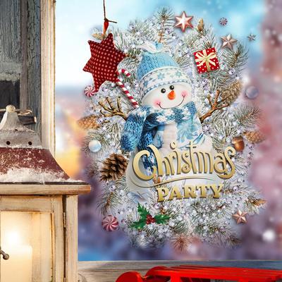 Albero di Natale Pupazzo di neve Adesivi murali Finestra di vetro di Natale Soggiorno Decorazione della casa Carta da parati Arte Adesivo rimovibile di Capodanno