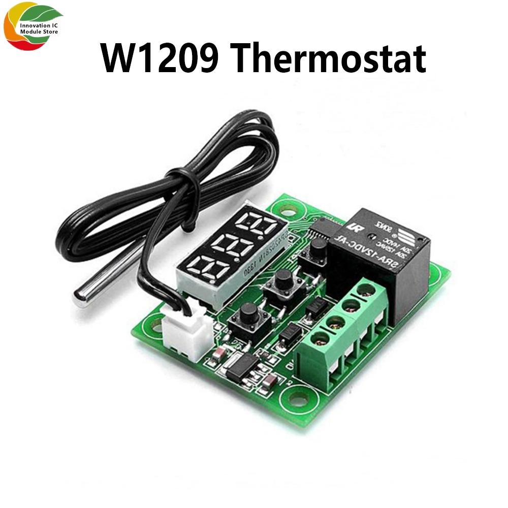 W1209 12V DC Digitaler Temperaturregler Platine Mikro Digitaler Thermostat 10A Ein-Kanal Relais Wasserdichter Sensor für HLK