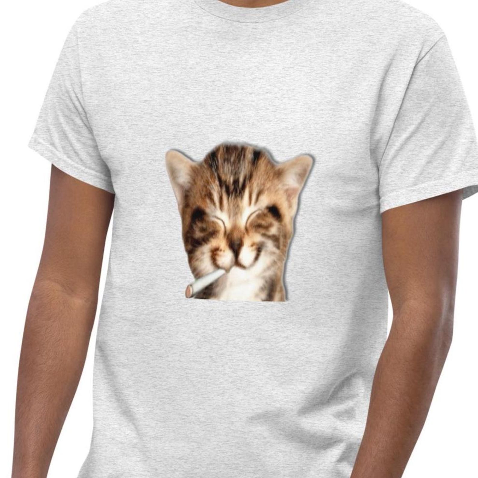 Happy Cat Smoking T-shirt, Kitty Meme Shirt, Unisex Graphic Tee 4XL