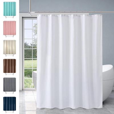 180*180cm Polyester Waterproof Shower Curtain, Solid Color Bathroom Curtain, Bathroom Partition Curtain, Free Bath Ring Set (12pcs)