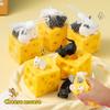 1/3Pcs Mouse Drill Cheese Finger Anti Pressure Toy Elastic Stretch Mouse Hidden In Cheese Hole Block Stress Relieving Latex Toy