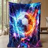 Flaming Soccer Ball Art 1 Theme Blanket Lightweight Warm Flannel Blanket Decorative Throw Blanket for Home Decoration
