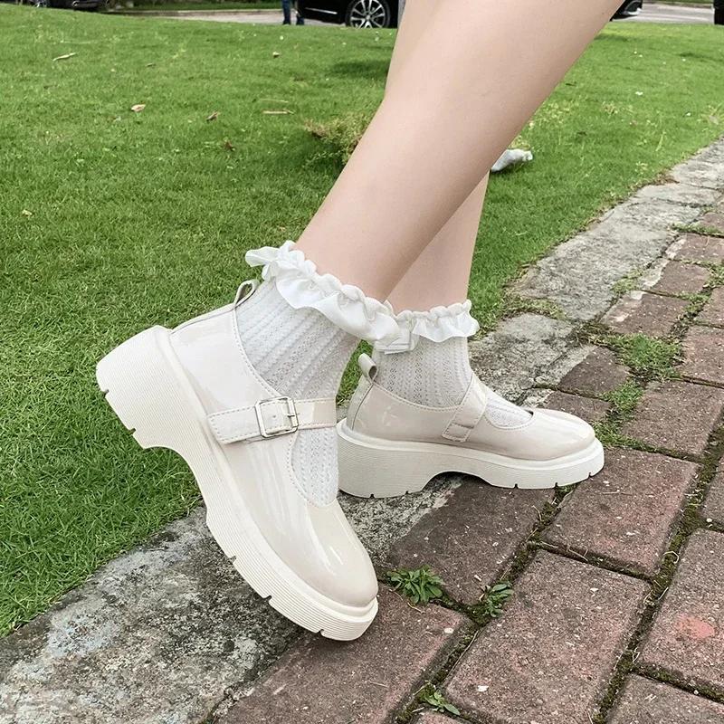 Lolita Shoes Japanese Mary Jane Shoes Women Vintage Girls Students JK Uniform Platform Shoes Cosplay High Heels Plus Size