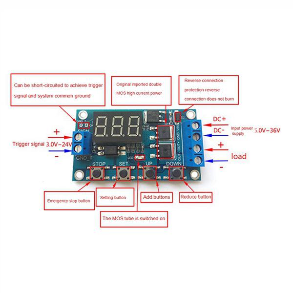 Single Blue PCB Trigger Cycle Timer with Dual MOS Control