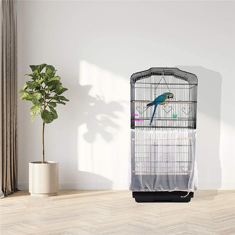 Black White Mesh Nylon Skirt Birdcage Mesh Feather Catcher Birdcage Cover Decoration