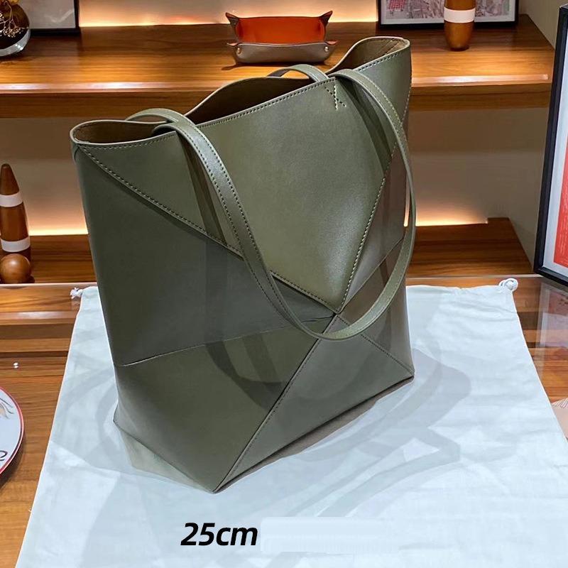 New Puzzle+fold Deformation Folding Geometric Tote Bag Contrasting Color Single Shoulder Crossbody Handbag Large Capacity Women's Bag