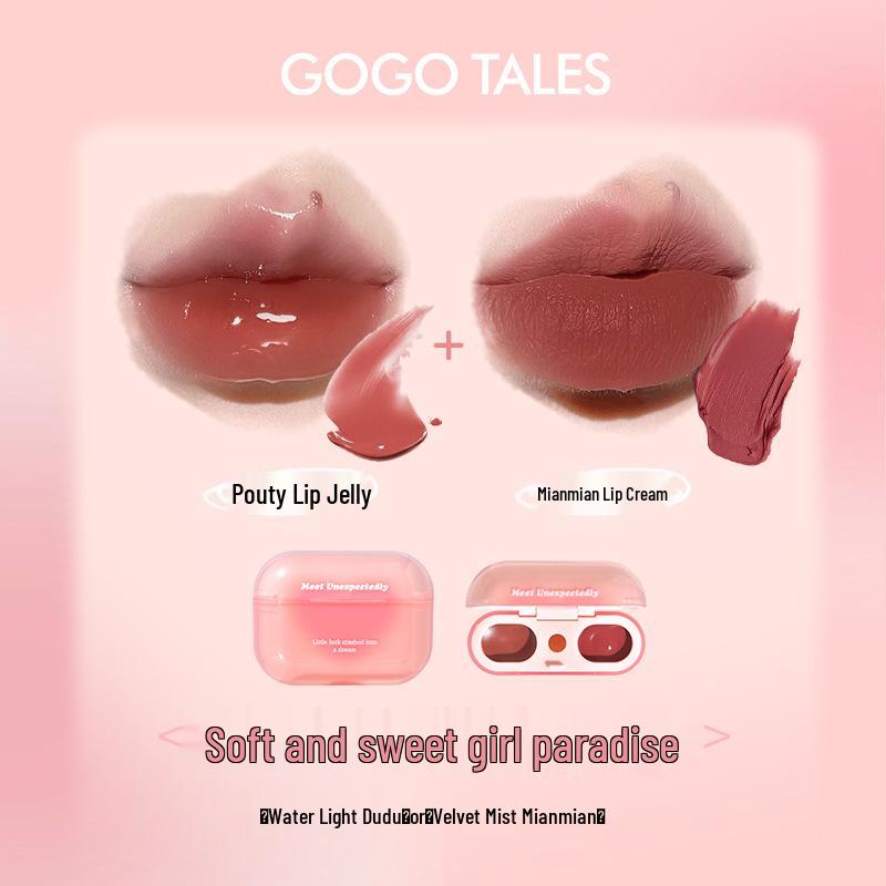 Gogotales Double-Ended Lip Gloss: Long-Lasting, Moisturizing Lip Mud & Mirror Water Light Lipstick