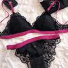 French underwear thin contrasting color triangle cup no steel ring bra big chest small sexy lace bra cover