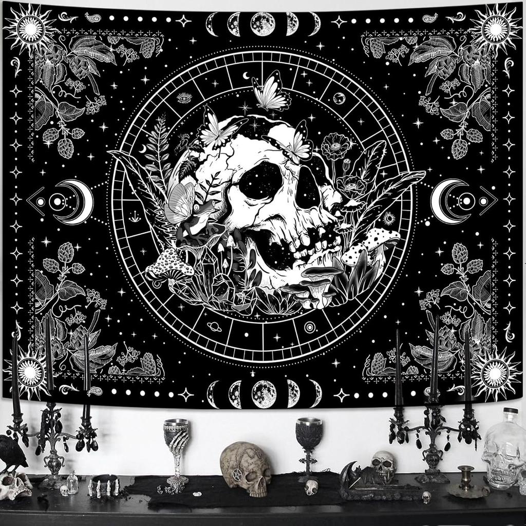 Aipon Black and White Skeleton Tapestry