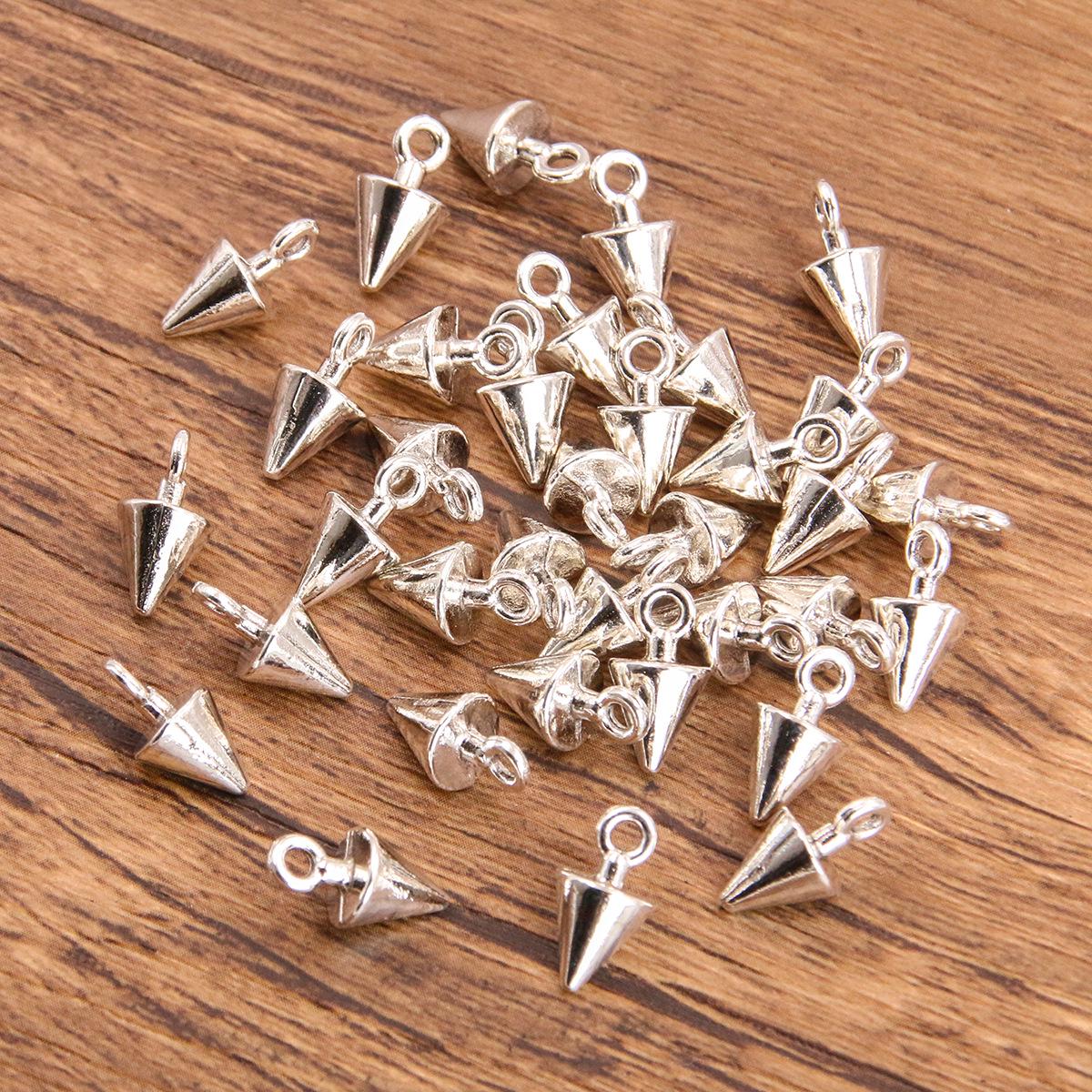 

4 блестящих конусообразных подвески из цинкового сплава для изготовления брелоков, сумок, ожерелий и браслетов