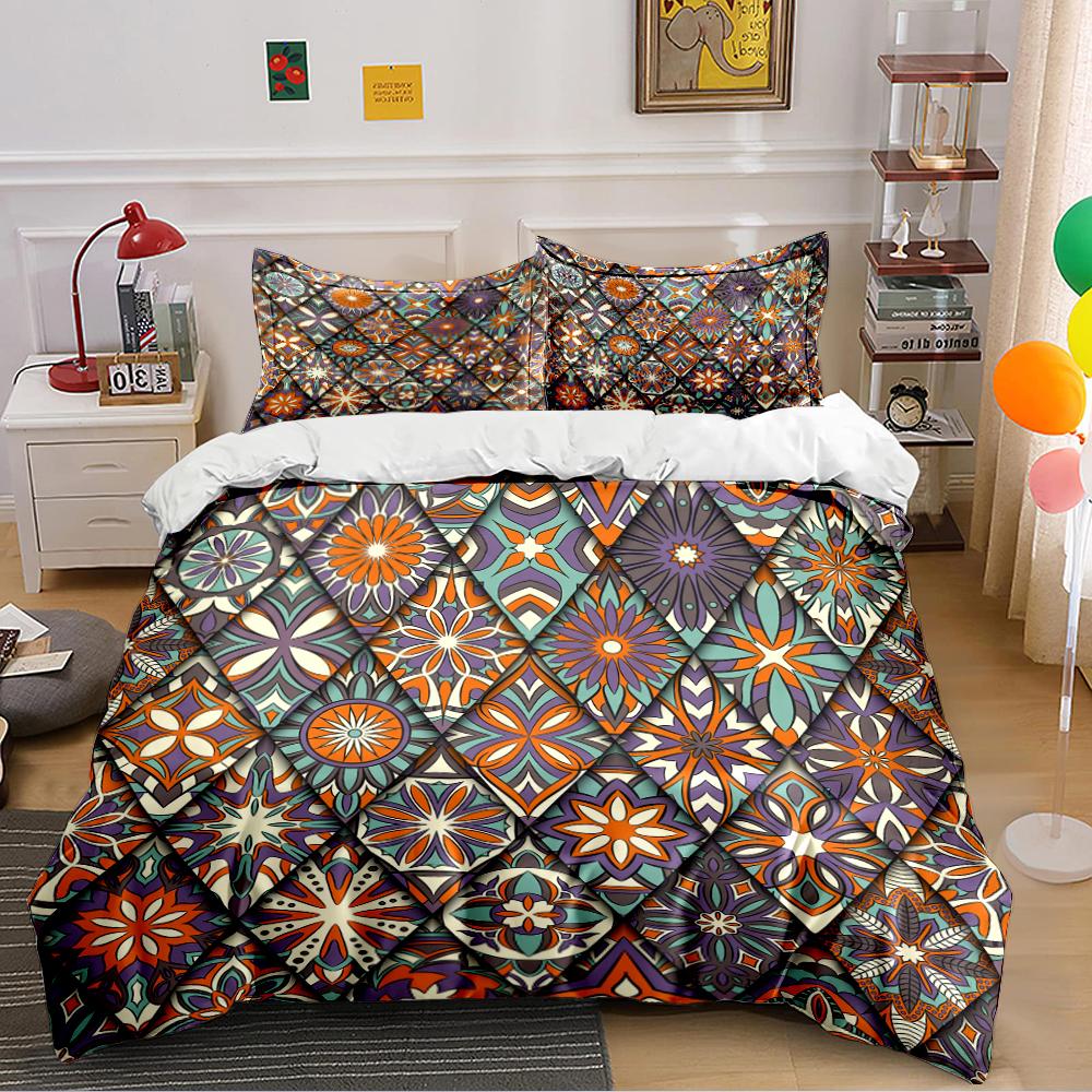 Colorful Geometric Floral Pattern Bedding Bedding set (1 duvet cover, 2 pillowcases, duvet not included)