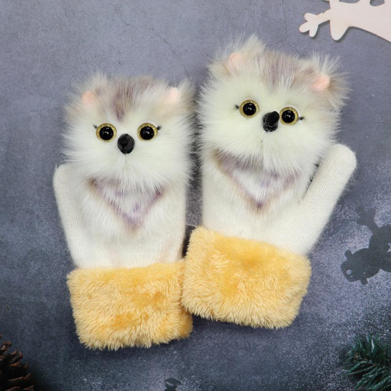 Meier Kids' Winter Plush Gloves - Warm Cartoon Animal Mittens