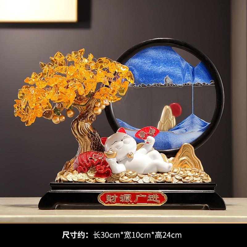Resin Lucky Cat Money Tree Sand Art Decor Office Living Room TV Cabinet Bar Shelf Gift
