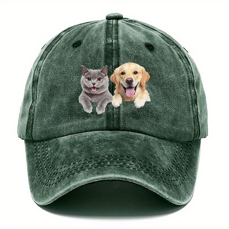 1pc Cat Dog Vintage Baseball Cap | Pet Lover Hat with Cute Animal Design, Lightweight All-Season Gift for Owners