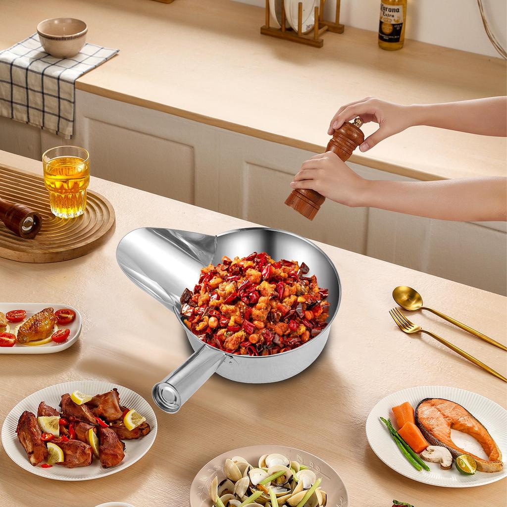 Kitchen Scooper For Food Fried Food Serving Scoop Stainless Steel Stirring Cooking Meal Preparation Tool With Duckbill Spout For