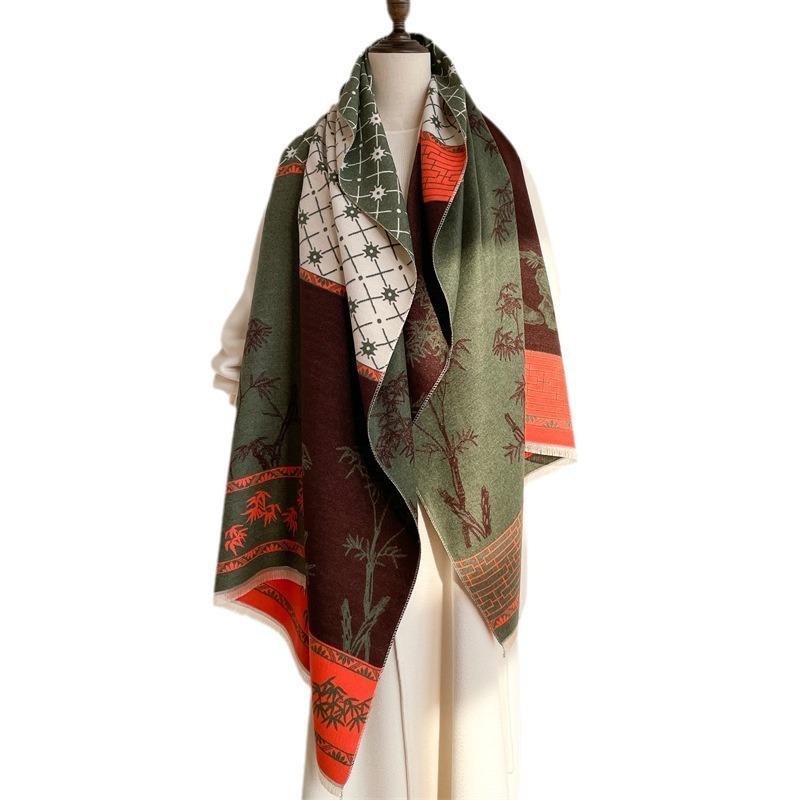 Retro Scarf Autumn and Winter New Double-sided Imitation Cashmere Warm Scarf Thickened Double-sided Women's Scarf Shawl