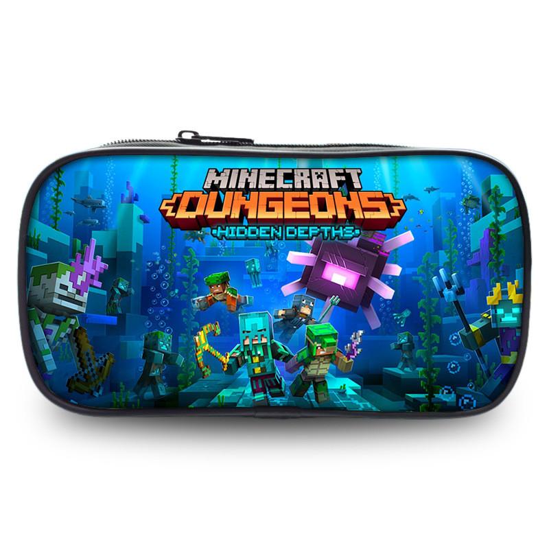 2023 New Large Capacity Kids Minecraft Pencil Case Polyester Cartoon Stationery Bag