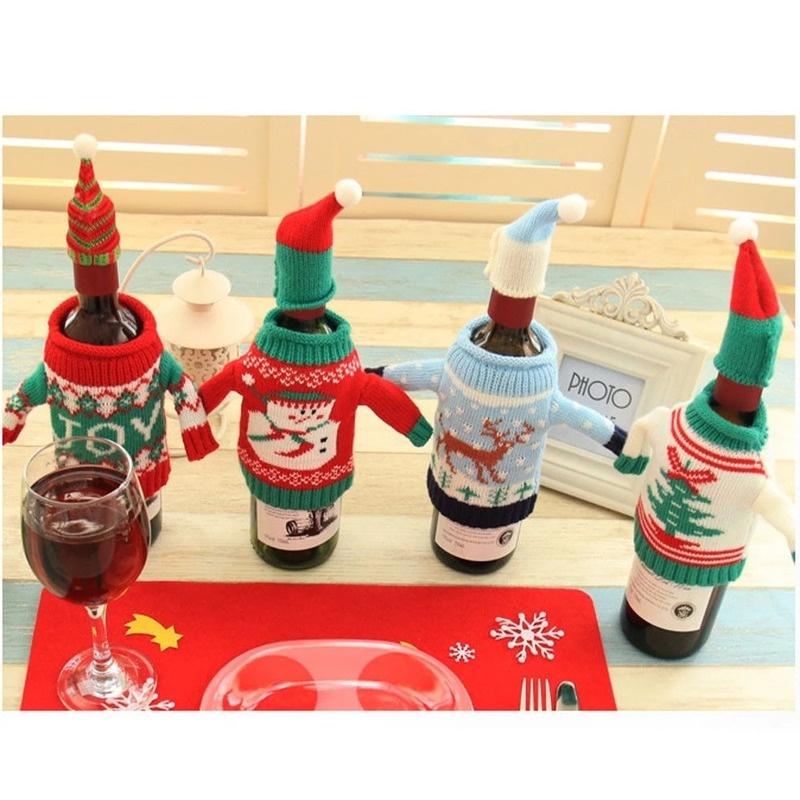 Tableware Holder Socks Xmas Decor Ornaments Christmas Wine Bottle Bags Decoration Home Furnishing Wine Set Decoration Supplies