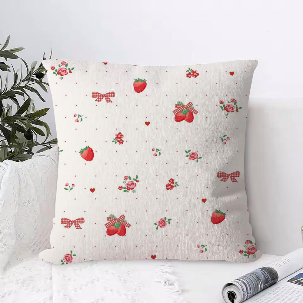 S-Strawberry F-flowers Pillow Case Square Pillow Bedroom Sofa Leisure Comfort Cushion Living Room Home Decoration