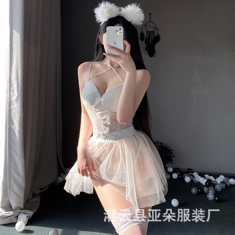 Sex Underwear Pure and Sexy Lace Transparent Tulle Pajamas Sultry and Tempting Skirt Free On the Bed