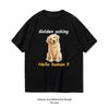 Ask Me About My Dog Golden Retriever Saying Hello with A Curious Face Tshirt Woman Man Casual Cotton Graphic T Shirts Camisetas