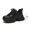 Eenfargede sportssko med tykk såle for kvinner Høy ankel Pustende fritidssko 10CM Mote tykksålede løpe- og fritidssko