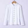 Women‘s Turn Down Collar Long Sleeve Slim Fit Shirt Cotton Solid Casual Top