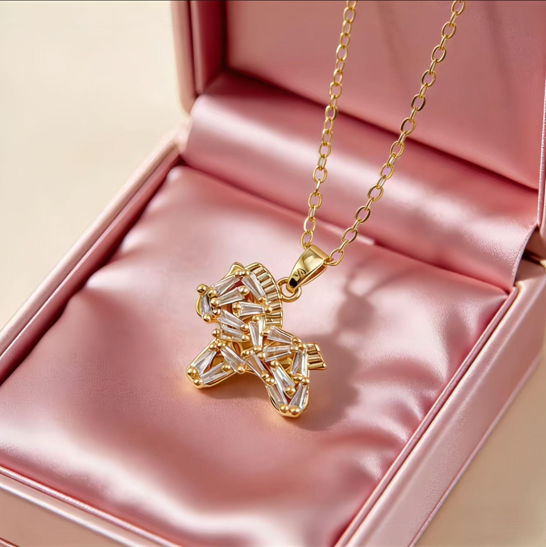 Gold-Plated Colorful Horse Pendant Necklace & Zodiac Horse Earrings Set - New Chinese Style Fashion