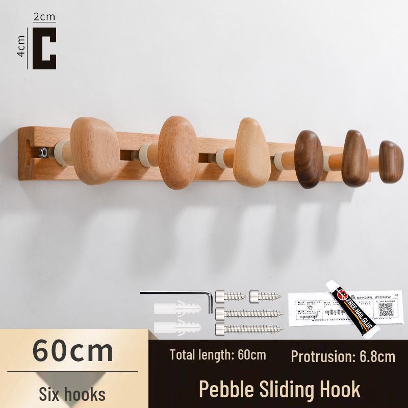Solid Wood No-Punch Wall-Mounted Coat Hook