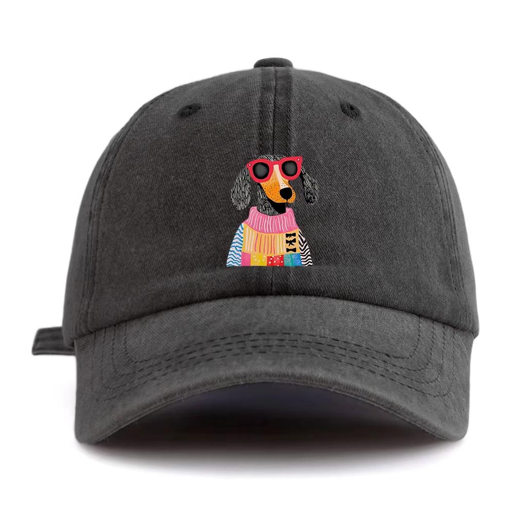 New Dog Print Water-Resistant Baseball Cap A Simple And Retro Style Comfortable, Fashionable And Versatile