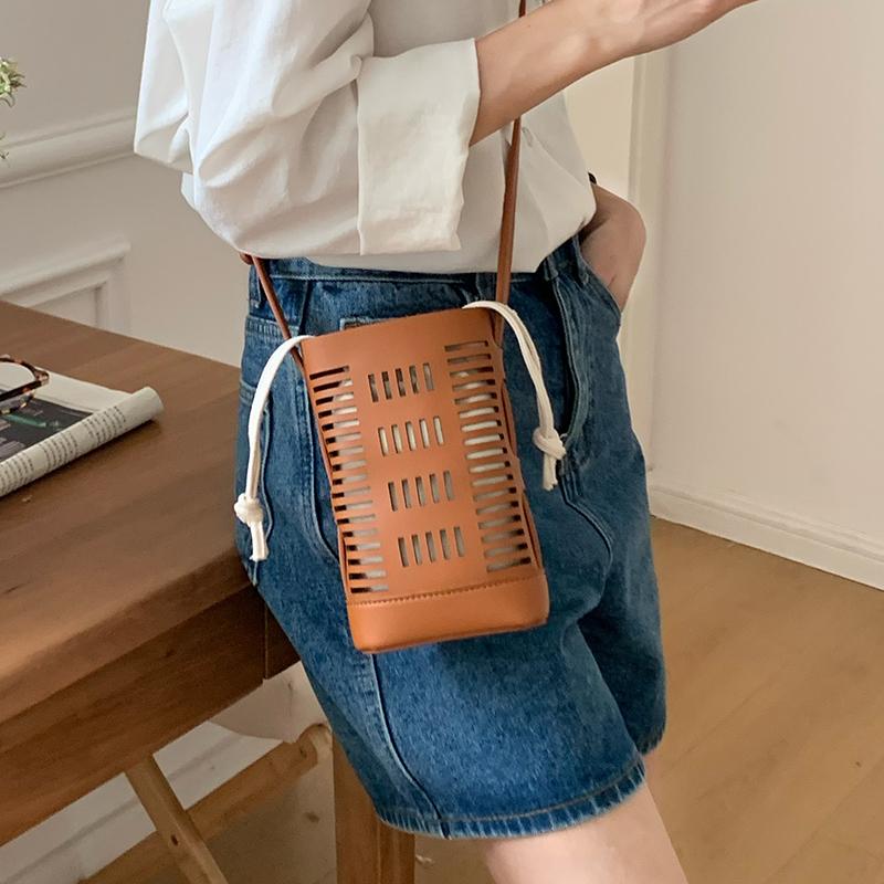 Vintage Hollow Women Shoulder Bag Handbags PU Leather Summer Solid Color lady Crossbody Bag small phone wallet